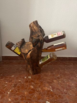 Botellero rústico de madera