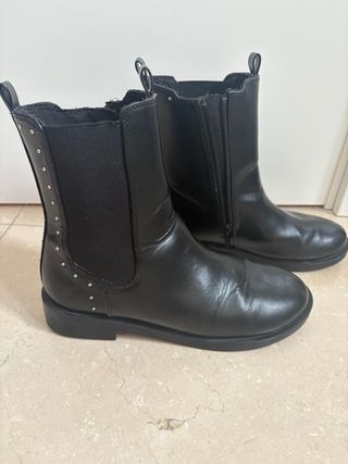 Botines Zara Piel Negros Talla 36