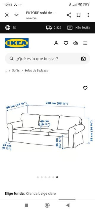 Sofá de 3 plazas beige