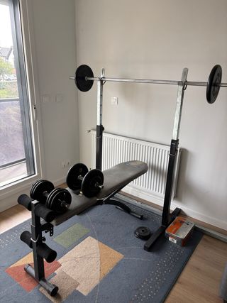 Banco de pesas y mancuernas con polea par dorsales