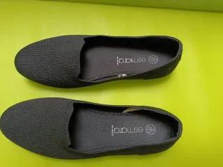 Manoletinas Esmara negras elásticas y beige