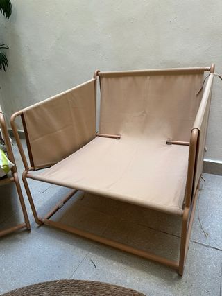 Sillón de jardín beige y verde