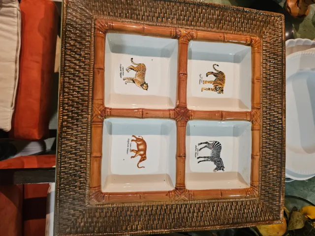 Plato decorativo elefante bambú