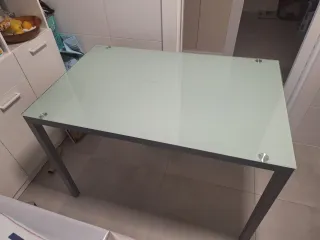 Mesa de cocina cristal y metal