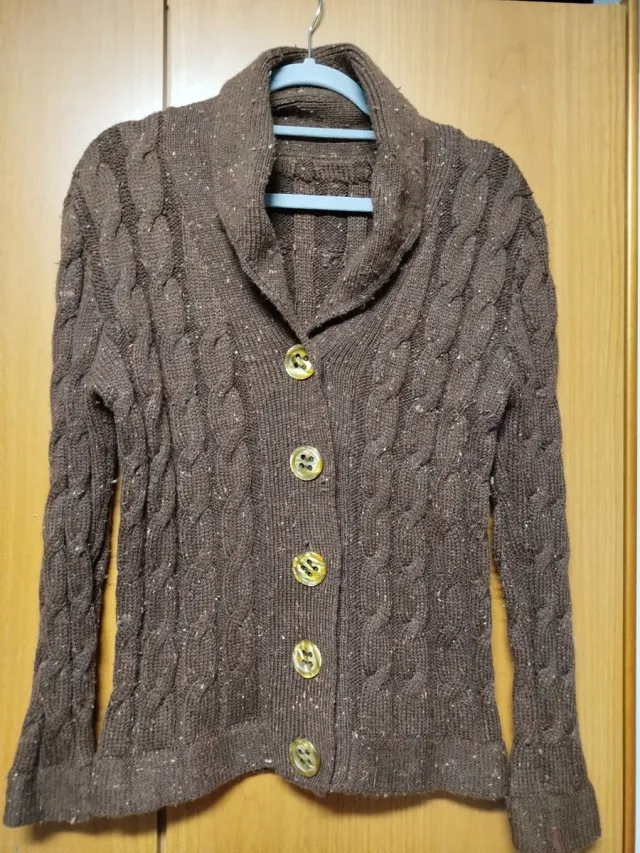 Cardigan lana vintage marrone