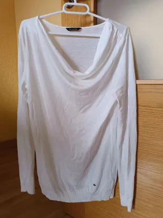Camiseta Massimo Dutti Blanca Manga Larga
