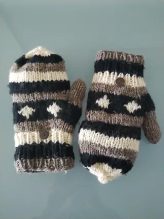 Guantes 2 en 1 sin dedos y manoplas lana