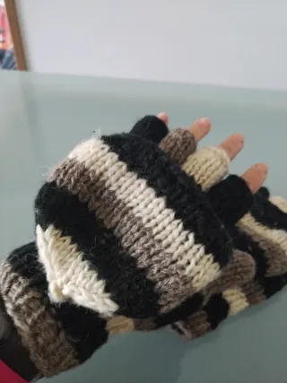 Guantes 2 en 1 sin dedos y manoplas lana