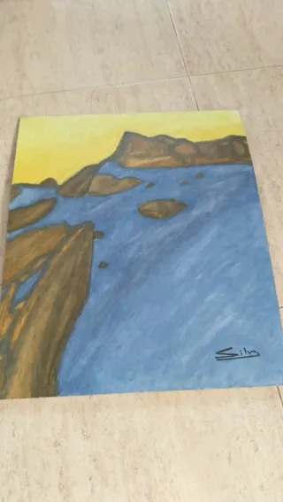 Antiguo óleo sobre tablilla paisaje