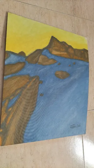 Antiguo óleo sobre tablilla paisaje