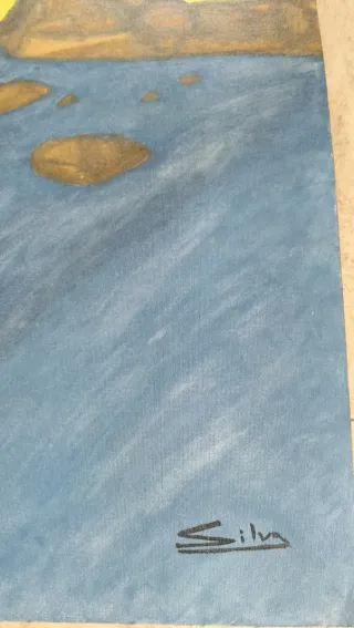 Antiguo óleo sobre tablilla paisaje