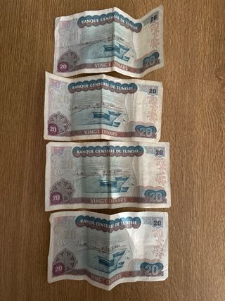 4 Billetes 20 TND Túnez