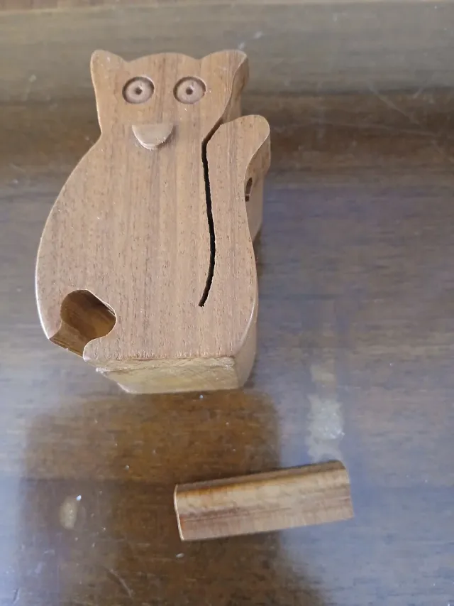 Scatolina puzzle gatto legno