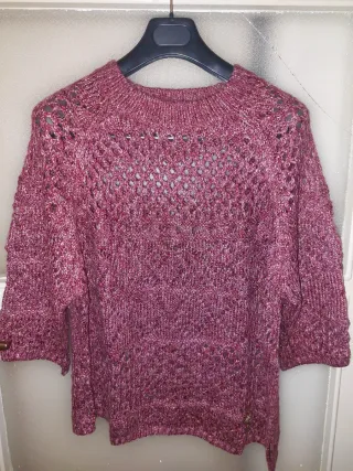 Maglioncino traforato rosa e rosso