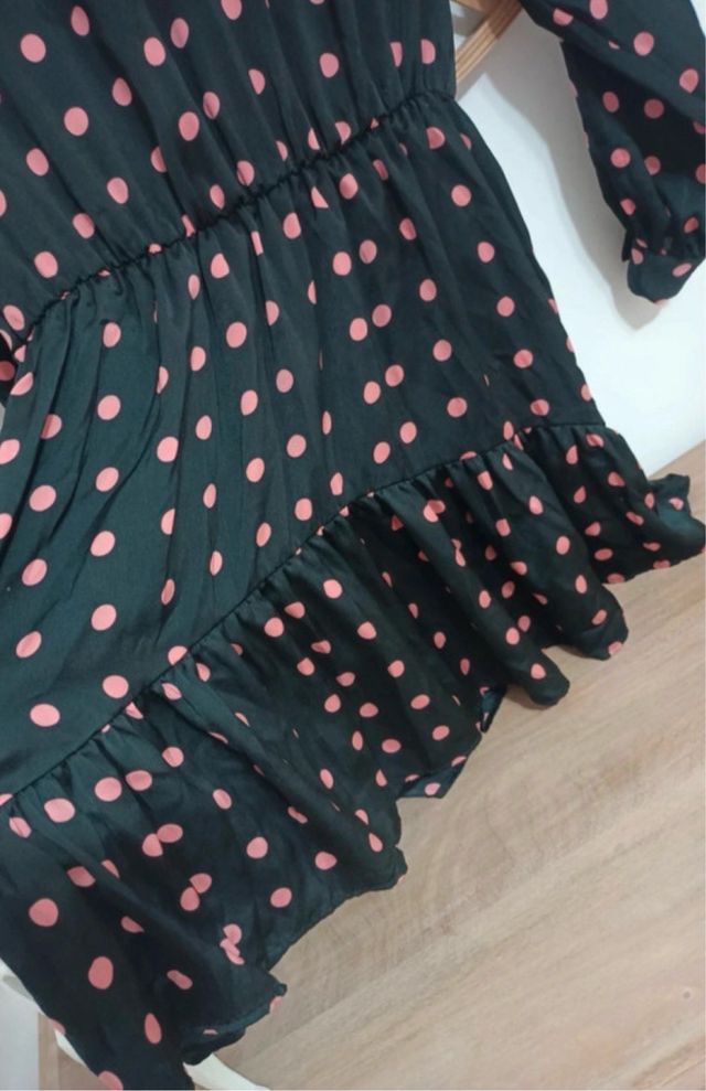 Vestido Zara lunares negro y rosa