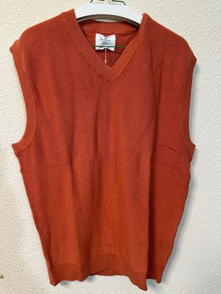 Camiseta sin mangas de punto naranja Talla XXL