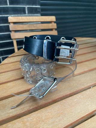 Cinturones Bershka Negro y Plateado