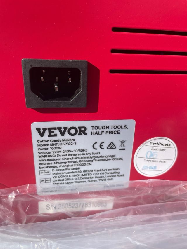 Máquina de Algodón de Azúcar VEVOR Eléctrica