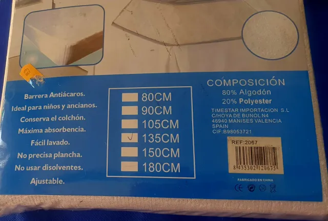Protector Colchón Impermeable Timestar 135cm