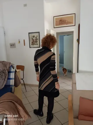 Vestito simil lana beige e nero