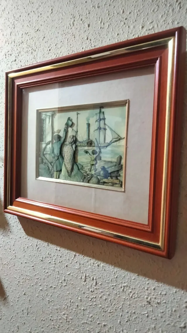 2 quadri del pittore Anton Pieck con cornice in legno dorato