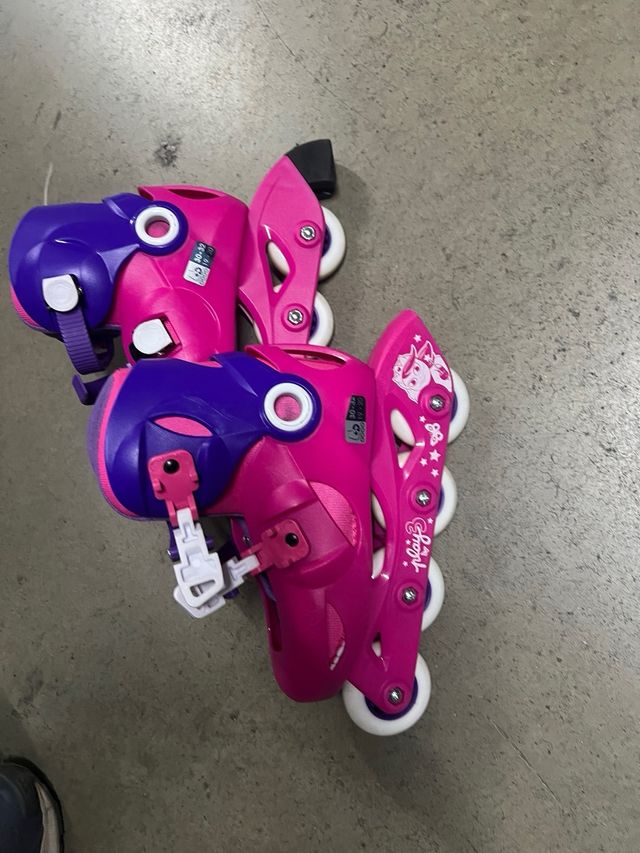 Patines en línea infantiles rosas y morados + adap