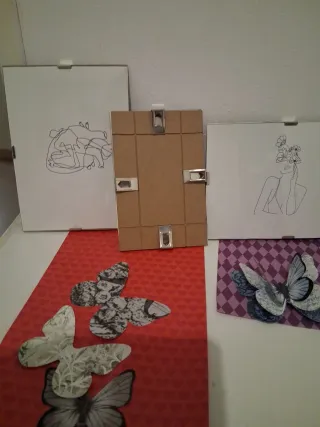 4 Cuadros Cristal y 2 Mariposas 3D