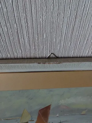 Coppia quadri con cornice: veliero e barche