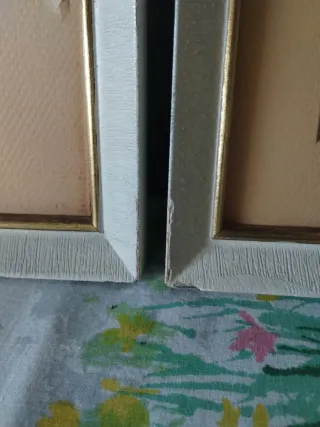 Coppia quadri con cornice: veliero e barche