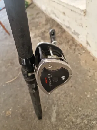 Caña y carrete de pesca para barco