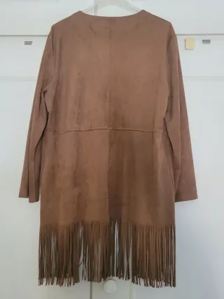 Chaqueta larga antelina flecos talla L