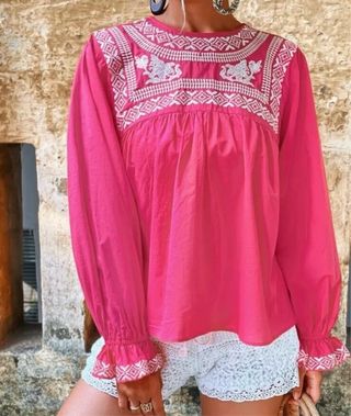 Blusa de algodón bordada