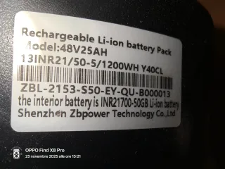 Batteria 48v/25 ah celle Samsung