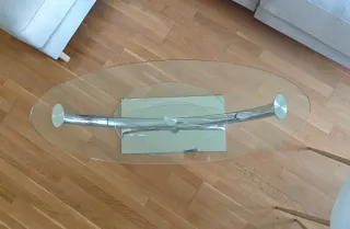 Mesa de centro cristal y metal