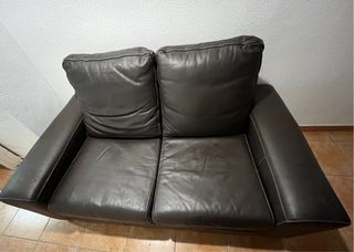 Sofá de piel marrón 2 plazas