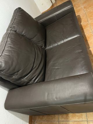 Sofá de piel marrón 2 plazas