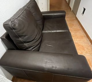 Sofá de piel marrón 2 plazas