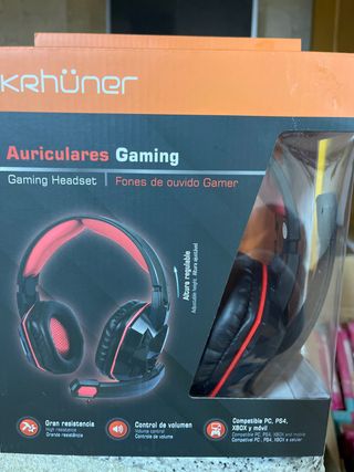 Auriculares Gaming Krhüner Negro/Rojo (Nuevos)