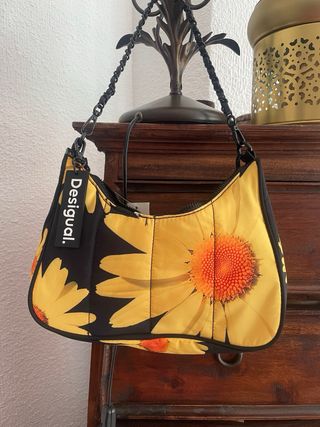 Bolso Desigual Flores Amarillo Negro
