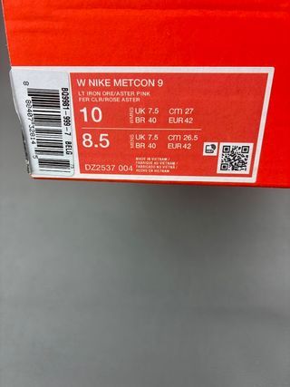 Nike Metcon 9 EU 42 Light Iron Ore Aster Pink
