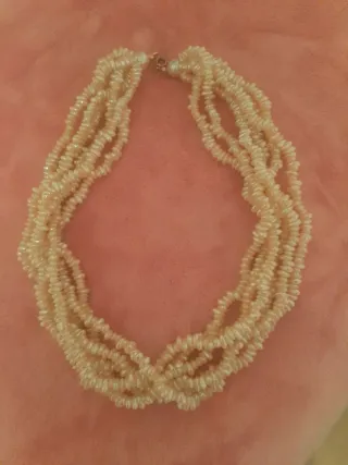 Collar trenzado plata y perlas