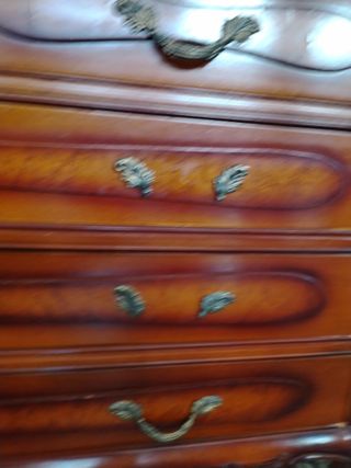 CÓMODA ANTIGUA DE MADERA Y MÁRMOL