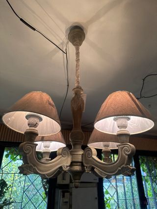 Lámpara de techo de madera para 4 bombillas