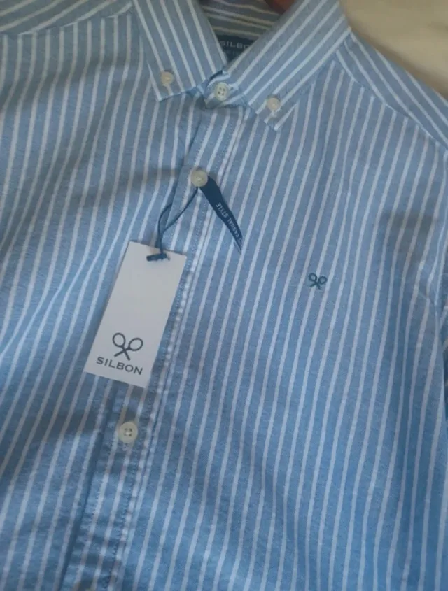Camisa Silbon Rayas Azul y Blanco Talla XXS.