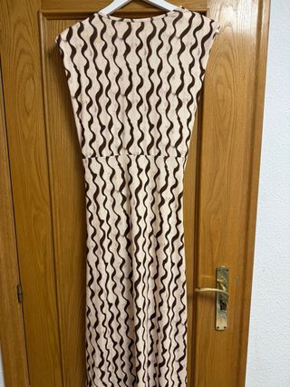 Vestido evento verano beige y café