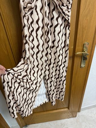 Vestido evento verano beige y café