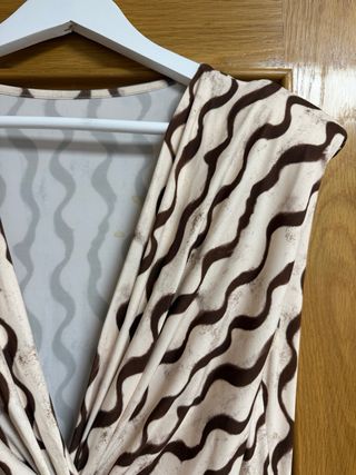 Vestido evento verano beige y café