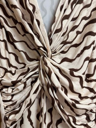 Vestido evento verano beige y café