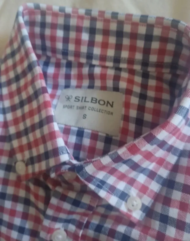 Camisa Silbon cuadros azul y rojo. 100% algodón.