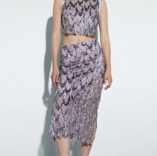 Vestido brillante oro y rosa